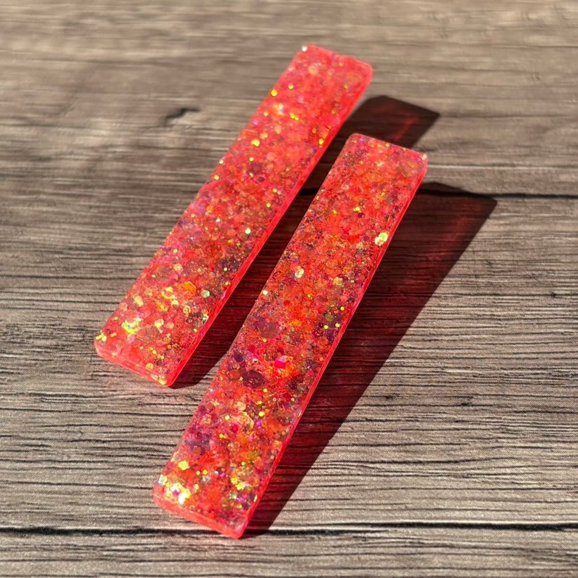 2er Set Haarspangen in verschiedenen Glitzer Designs – handgefertigter Haarschmuck