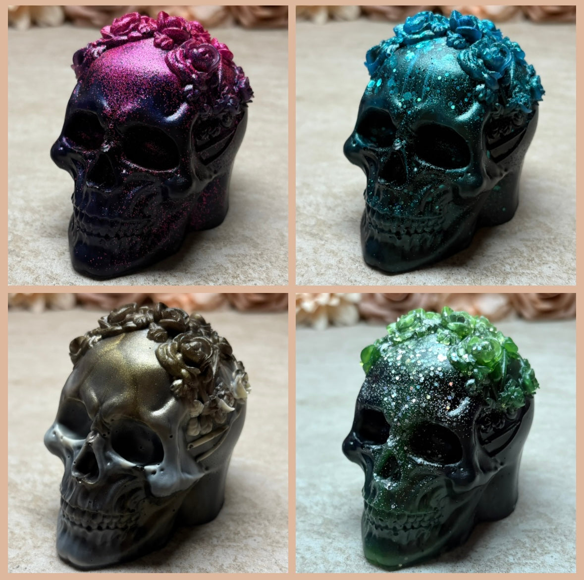 Figur "floraler Totenkopf" matt