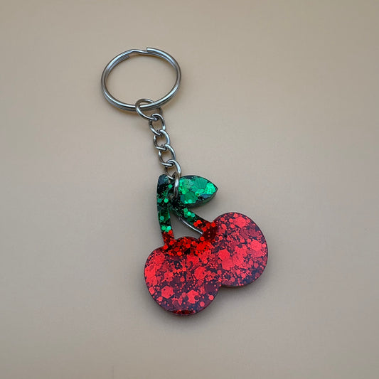 Schlüsselanhänger "Kirsche" Glitzer