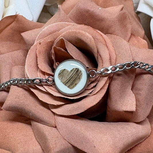 Erinnerungsarmband Herz personalisiert mit Fell, Schweifhaar oder Asche - handgefertigter Erinnerungsschmuck aus Epoxidharz