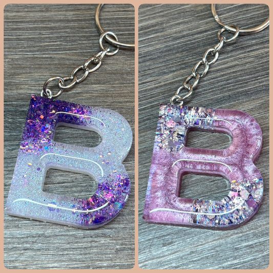 Buchstaben Schlüsselanhänger B handgemacht in Glitzer Design