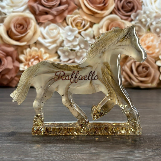 Personalisiertes Erinnerungsstück Pferd  mit Schweifhaar oder Asche handgefertigt