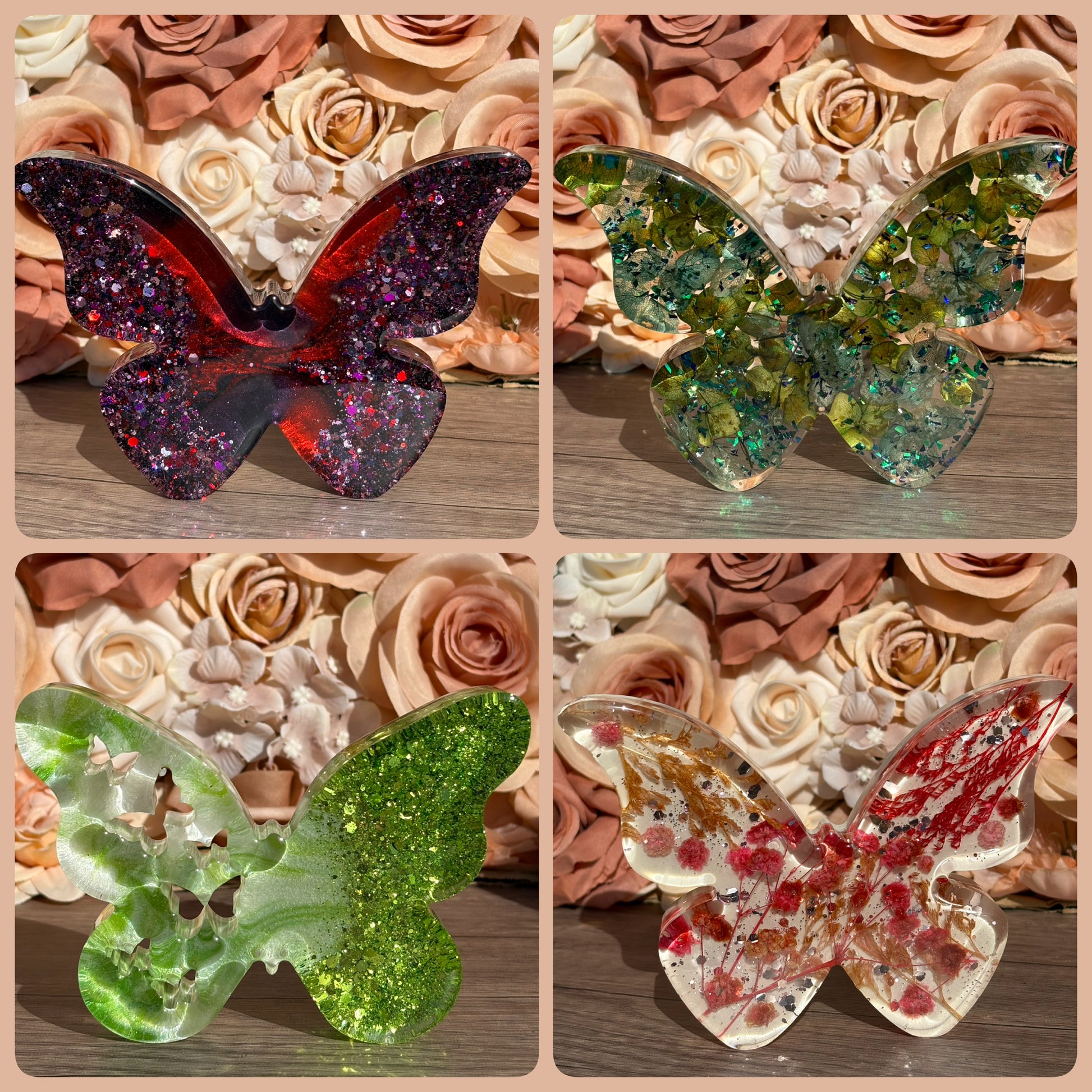 Handgemachte Schmetterlings Figuren in verschiedenen Designs aus Epoxidharz